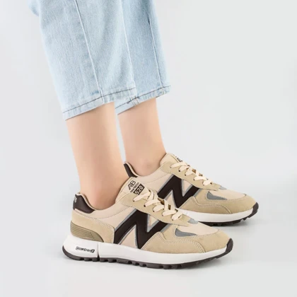 کفش و کتانی زنانه و دخترانه مدل نیوبالانس NEWBALANCE رنگ کرم قهوه ای کد M673