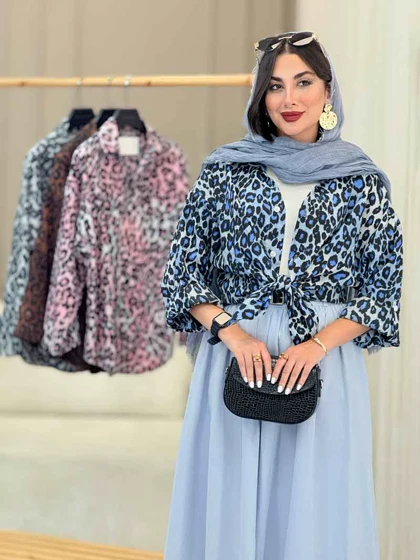 مانتو طرح پلنگی آستین پاگن