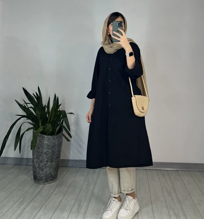 مانتو بلند بوستان مشکی