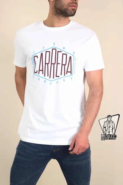 تیشرت سفید آستین کوتاه CARRERA