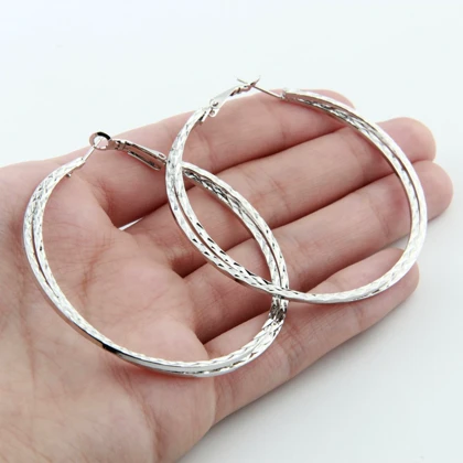 گوشواره زنانه حلقه‌ای دولاین مدل بافت