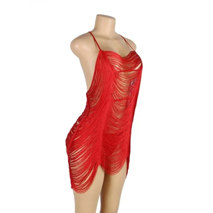 لباس خواب زنانه مدل ریش ریشی قرمز شهره