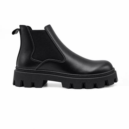 بوت نیم بوت مردانه مدل برشکا BERESHKA دو بر کش چرم رنگ مشکی کد 12753