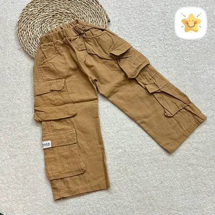 بلوز شلوار پسرانه کتان کارگو جنس فوق العاده عالی مناسب 2 تا 10 سال