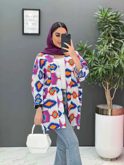 مانتو نخی طرح دار کوک دوزی