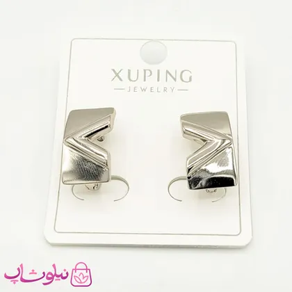 گوشواره میخی ژوپینگ حرف V سیلور