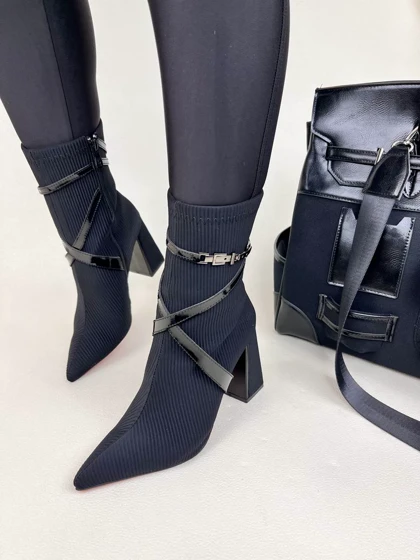 نیم بوت پاشنه‌دار زنانه کبریتی بغل رکابدار زارا ZARA کد : 1699 دختر طهرونی