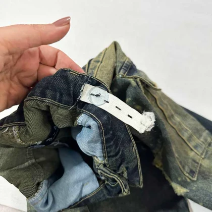 شلوار جین 8جیب بگ زاپ‌دار طرح رنگی دخترانه