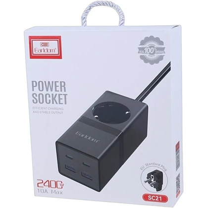 چندراهی برق ارلدام Earldom مدل ES-SC21 توان 2400 وات یک سوکت و 4 پورت