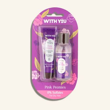 پک مسافرتی شامپو و نرم‌کننده ویت یو With You مدل Pink Peonies