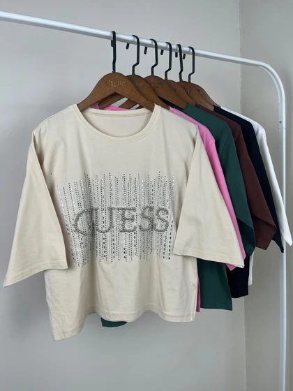کراپ باکسی GUESS نگین‌دار