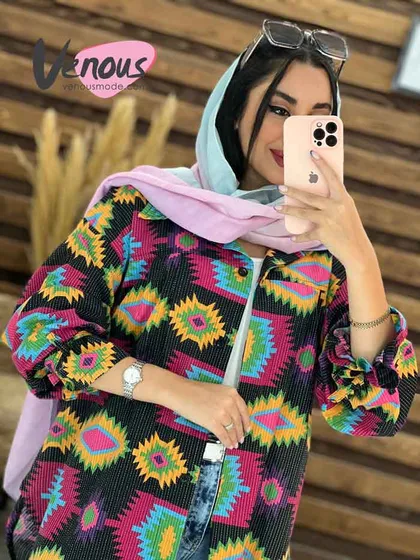 مانتو طرح دار آستین بنددار