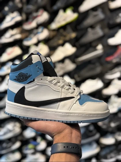 کتانی ترویس ساق‌دار مردانه سفیدآبی