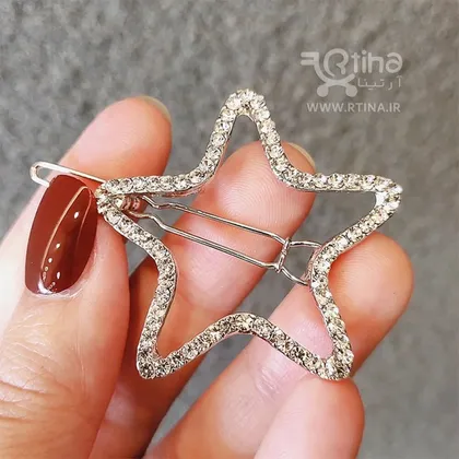 گیره فلزی مو نگین‌دار مدل star