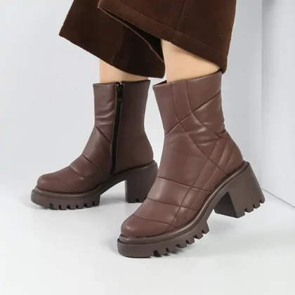 بوت و نیم بوت زنانه و دخترانه مدل بغل زیپ رنگ قهوه ای کد M900