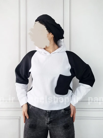 هودی کوتاه تک جیب سفید