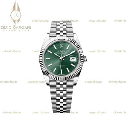 ساعت مچی رولکس سوئیسی سیلور بند جوبیلی صفحه سبز Rolex Datejust