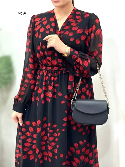 پیراهن بلند حریر آستردار آوا کد 4397