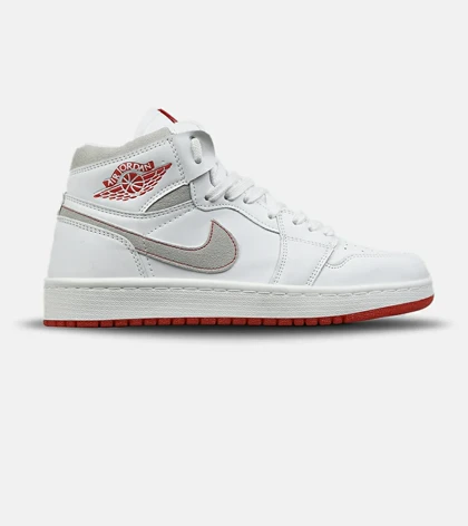 کفش کتانی ساق‌دار مردانه و زنانه سفید طوسی قرمز NIKE jordan 1 مدل 8795