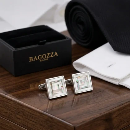 دکمه سردست لاکچری صدف مربعی برند Bagozza