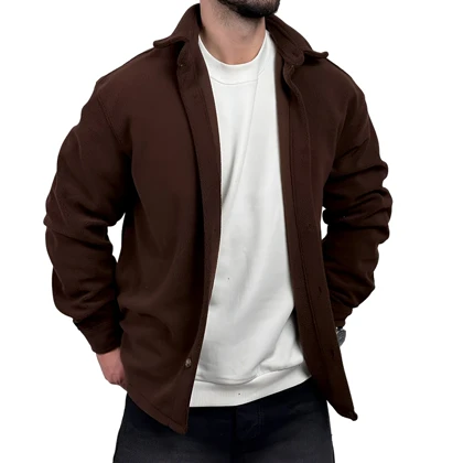 پیراهن مردانه کتی قهوه ای موکا مدل ساده