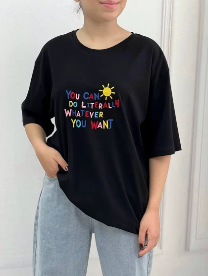 تیشرت لانگ گلدوزی شده کد3862