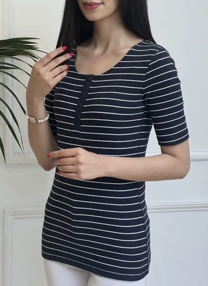 تیشرت کبریتی جلو دکمه