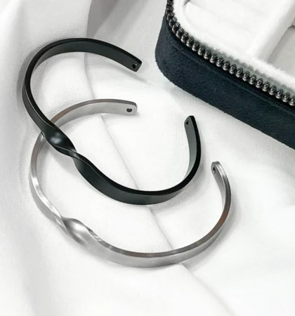 دستبند بنگل نیم پیچ استیل