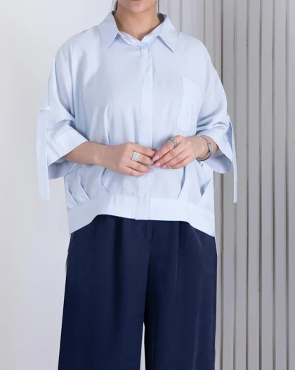 شومیز زنونه پری دکمه مخفی تک جیب COLLECTHION
