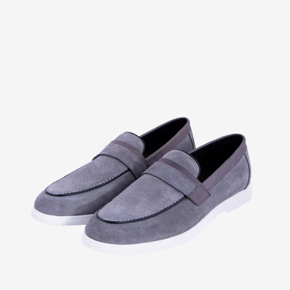 کفش کالج چرم طوسی مردانه مدل sh132 tu