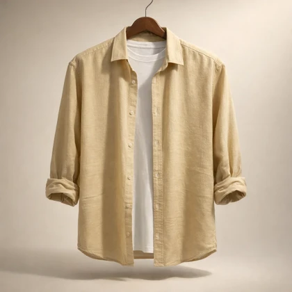 «پیراهن لینن خردلی روشن با حس آفتاب طلایی»-کدPA0
