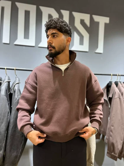 دورس نیم زیپ قهوه ای موکا / برند Antioch ترکیه / باکسی