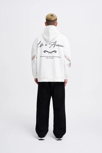 پرندگان مرد دو گلدوزی Ekru Hoodie M3552