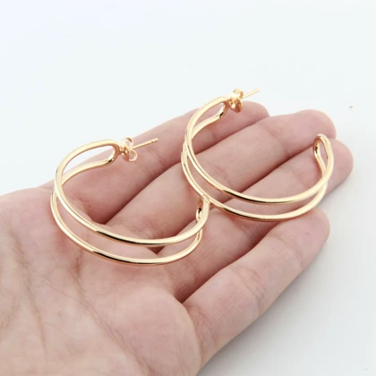 گوشواره زنانه حلقه‌ای دولاین ساده