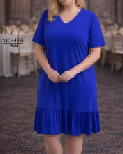 لباس مجلسی زنانه سایز بزرگ پایین چین‌دار کاربنی
