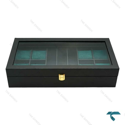 باکس چرمی چندتایی ساعت و عینک مشکی سبز Watches-Box-8-7817-U