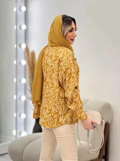 شومیز طرح دار تک جیب
