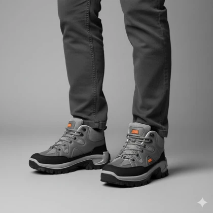 کفش ساق‌دار مردانه طوسی مدل JAX