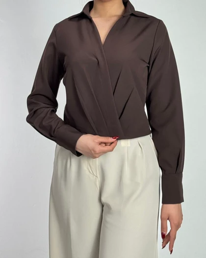 شومیز پیلی دار بغل زیپ   کد 500478