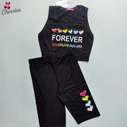 ست کراپ و شلوارک قلبی