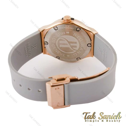 ساعت هابلوت زنانه تمام نگین رزگلد طوسی Hublot-4152-L