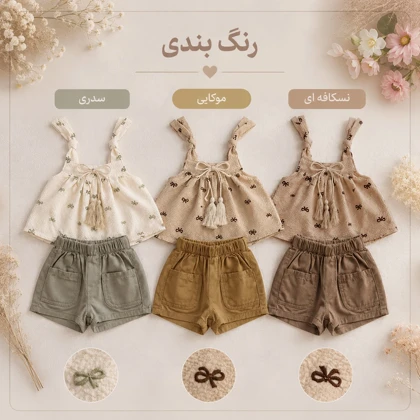 ست نیم‌تنه و شلوارک گلنوش