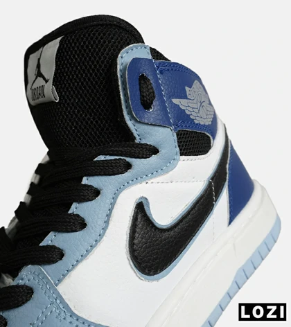 کفش کتانی ساق‌دار مردانه و زنانه سفید آبی NIKE jordan 1 مدل 8140