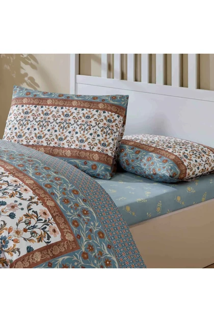 سرویس روتختی دو نفره Taç مدل Beira پنبه‌ای - آبی