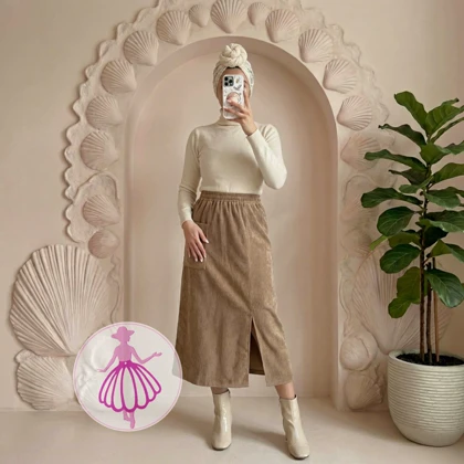 دامن مخمل کبریتی چاک‌دار در رنگبندی متنوع(کد1418)