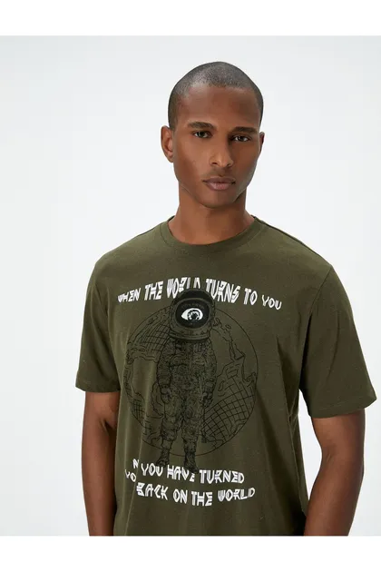 یقه خدمه آستین کوتاه تیشرت چاپ شعار TYC69080BAFEBB2761