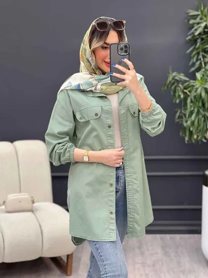 مانتو جیب نما بغل زیپ طنین