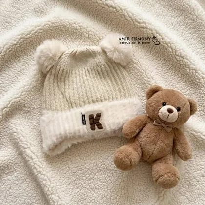 کلاه بافت بچگانه طرح K