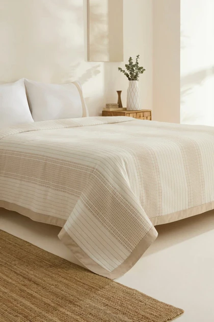 سرویس روتختی پیکه دو نفره Karaca Home مدل Rise پنبه - بژ