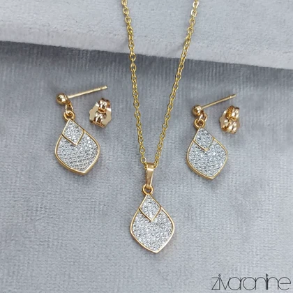 نیم ست جواهری ژوپینگ با پوشش نگین 10071